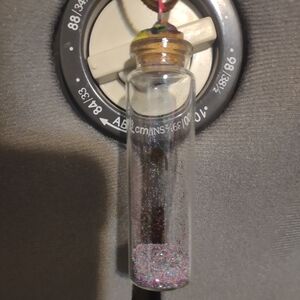 💸 NWOT Fairy Dust Rainbow Glitter-Filled Glass Pendant With Dragonfly Wing